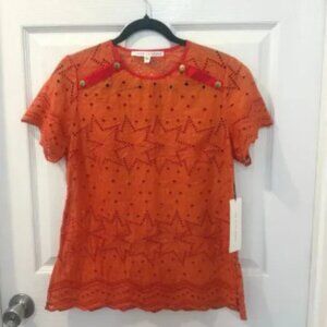 Veronica Beard Red Eyelet Star Tee‎ Top – Size 0